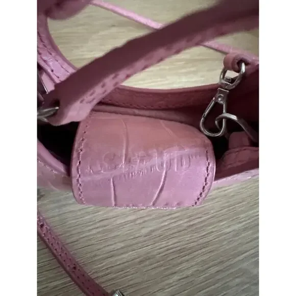 Staud Micro Mini Pink Purse in Crocodile Texture - Picture 4 of 6